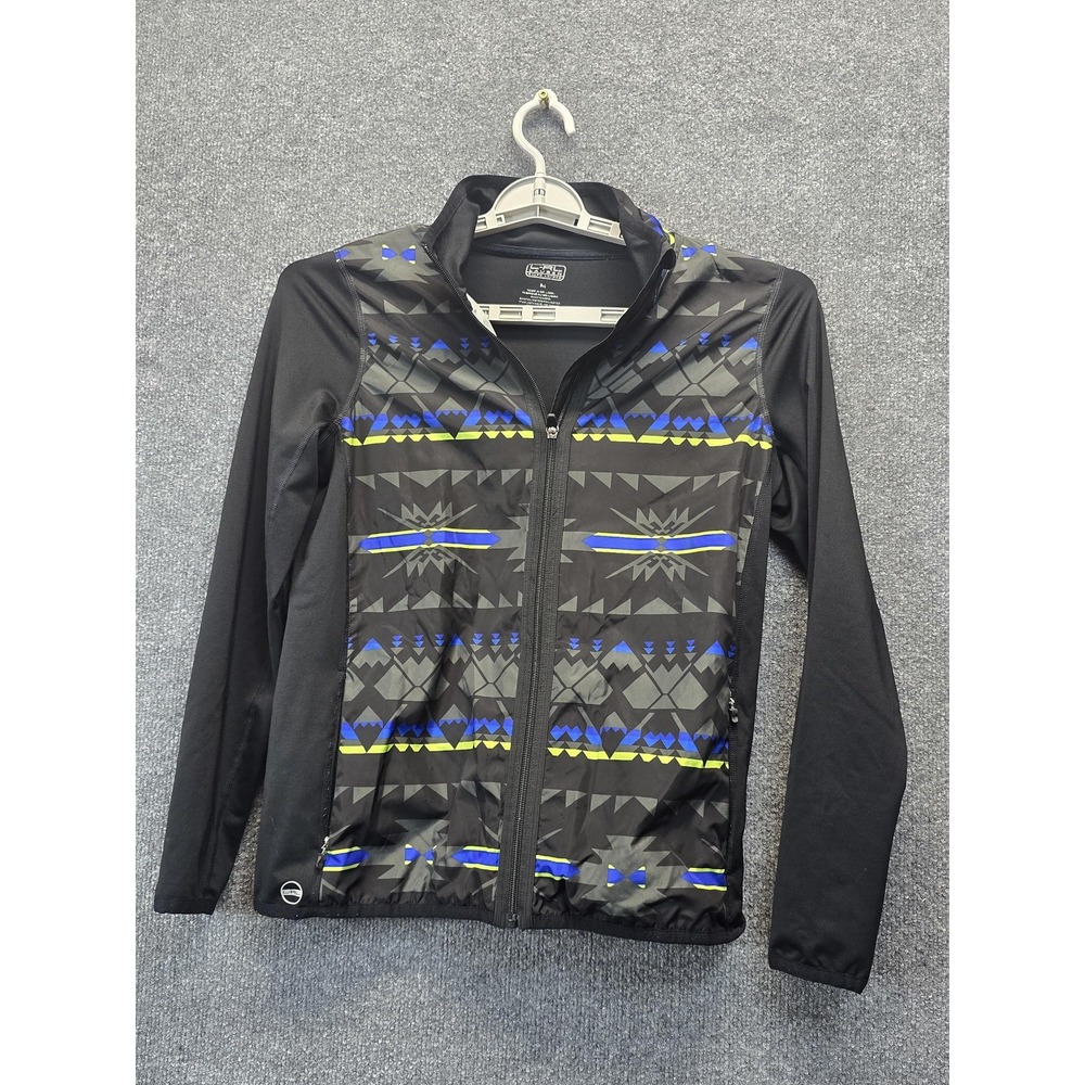 Lauren Ralph Lauren Jacket Womens Medium Black Aztec Print Full Zip Activewear